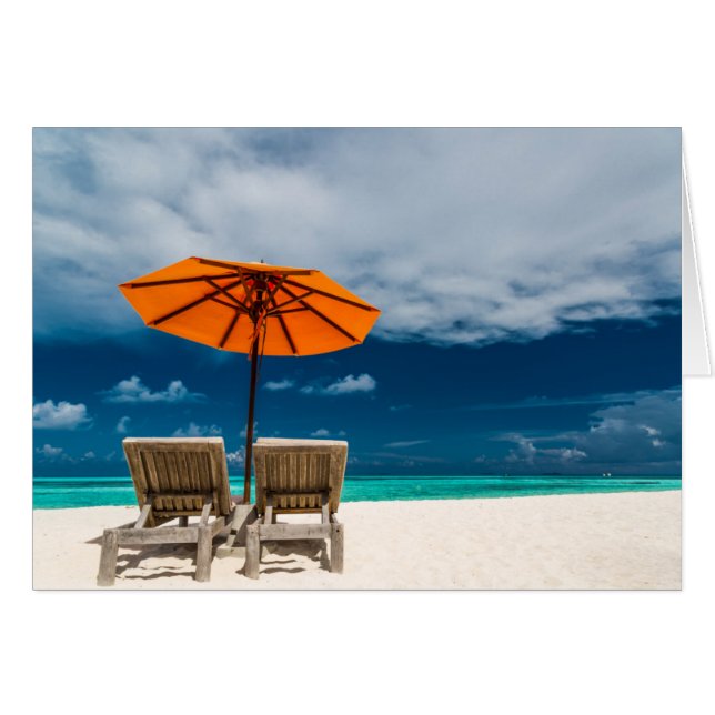 Sonnenschirm am Sandstrand |Malediven (Vorderseite (Horizontal))
