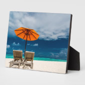 Sonnenschirm am Sandstrand |Malediven Fotoplatte (Seite)