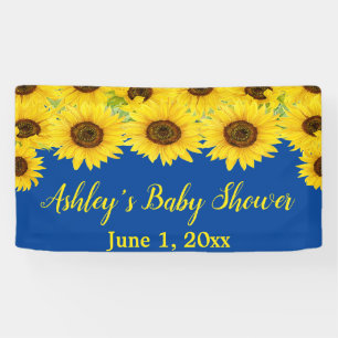 Sonnenschirm-Baby-Shower-Rückwand Blaue Blumen-Req Banner
