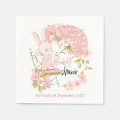 Sonnenschirm Florals Pink Name Girl Babydusche Serviette (Vorderseite)