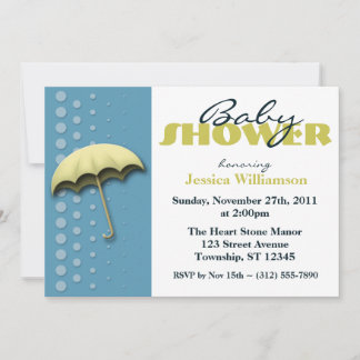 Sonnenschirm Gelb & Blauer Babydusche Einladungen