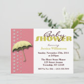 Sonnenschirm Gelb & Rosa Kinderdusche Einladungen (Stehend Vorderseite)