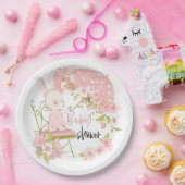 Sonnenschirm Pink White Florals Girl Baby Dusche Pappteller (Party)