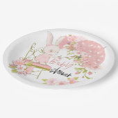 Sonnenschirm Pink White Florals Girl Baby Dusche Pappteller (Schrägansicht)