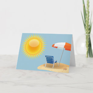 Sonnenschirm und Sonnenschirm Feiertagskarte