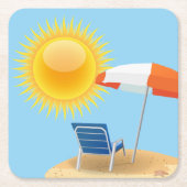 Sonnenschirm und Strandschirm  Rechteckiger Pappuntersetzer (Vorderseite)