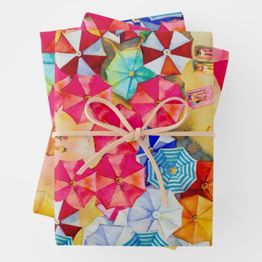 Sonnenschirme am Sandstrand Geschenkpapier Set (Beispiel)
