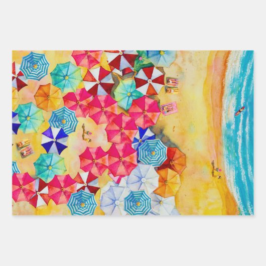Sonnenschirme am Sandstrand Geschenkpapier Set (Vorderseite)