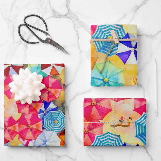 Sonnenschirme am Sandstrand Geschenkpapier Set (Vorderseite)