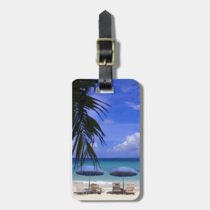 Sonnenschirme am Strand, St. Maarten, Karibik Gepäckanhänger
