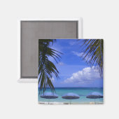 Sonnenschirme am Strand, St. Maarten, Karibik Magnet (Vorderseite/Rückseite)