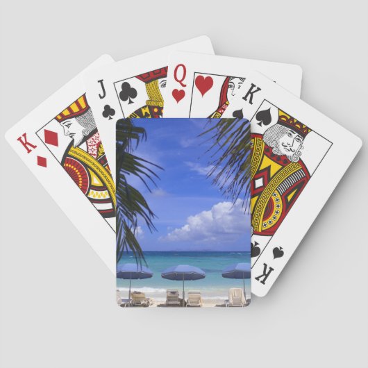 Sonnenschirme am Strand, St. Maarten, Karibik Spielkarten (Rückseite)