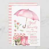 Sonnenschirme April Duschen bringen Mai Blume Einladung (Vorne/Hinten)