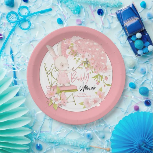 Sonnenschirme Blume Name Datum Rosa Kinderdusche Pappteller (Party)