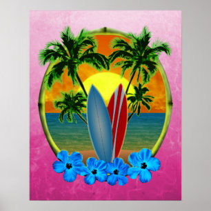 Sonnenschirme und Surfbretter Poster
