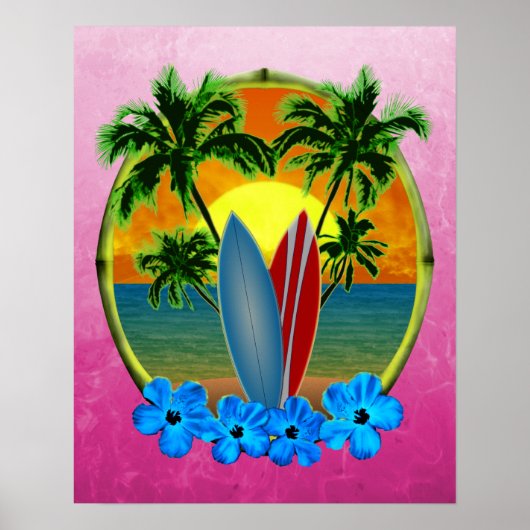 Sonnenschirme und Surfbretter Poster (Vorne)