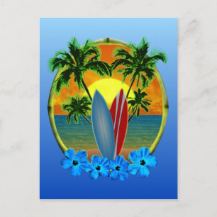 Sonnenschirme und Surfbretter Postkarte