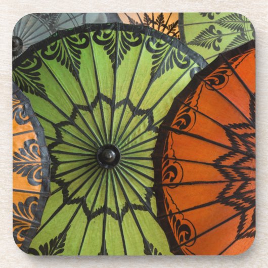 Sonnenschirme zum Verkauf, Bagan, Myanmar Getränkeuntersetzer (Vorderseite)