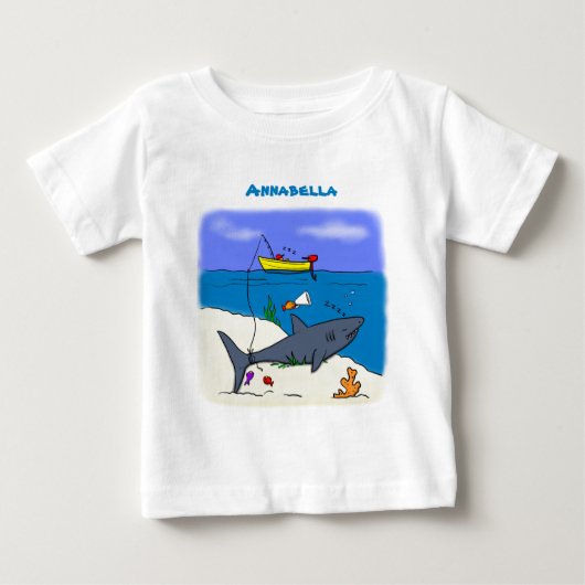 Sonnenschlafhai und Fischerei Cartoon Baby T-shirt (Vorderseite)