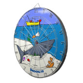 Sonnenschlafhai und Fischerei Cartoon Dartscheibe (Vorderseite rechts)