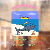 Sonnenschlafhai und Fischerei Cartoon Fensteraufkleber (Blatt 2)