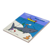 Sonnenschlafhai und Fischerei Cartoon Fliese (Seite)