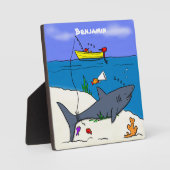 Sonnenschlafhai und Fischerei Cartoon Fotoplatte (Vorderseite)