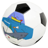 Sonnenschlafhai und Fischerei Cartoon Fußball (Dreiviertel)