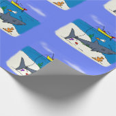 Sonnenschlafhai und Fischerei Cartoon Geschenkpapier (Ecke)