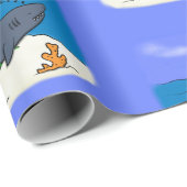 Sonnenschlafhai und Fischerei Cartoon Geschenkpapier (Rolleneckpunkt)