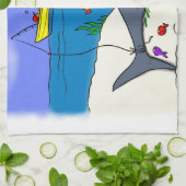 Sonnenschlafhai und Fischerei Cartoon Geschirrtuch (Gefaltet)