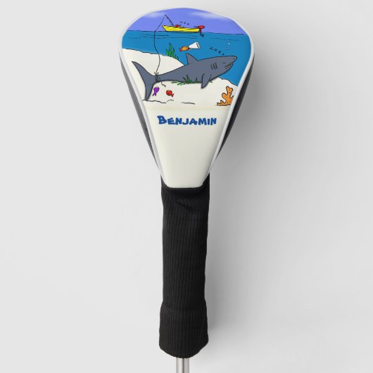 Sonnenschlafhai und Fischerei Cartoon Golf Headcover (Vorderseite)