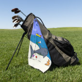 Sonnenschlafhai und Fischerei Cartoon Golfhandtuch (Gras)