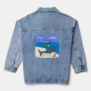 Sonnenschlafhai und Fischerei Cartoon Jeansjacke