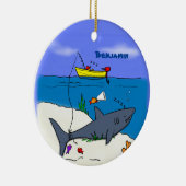 Sonnenschlafhai und Fischerei Cartoon Keramik Ornament (Rechts)