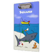 Sonnenschlafhai und Fischerei Cartoon Klemmbrett (Links)