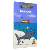 Sonnenschlafhai und Fischerei Cartoon Klemmbrett (Rechts)