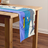 Sonnenschlafhai und Fischerei Cartoon Kurzer Tischläufer (Beispiel)