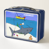 Sonnenschlafhai und Fischerei Cartoon Metall Brotdose (Vorderseite)