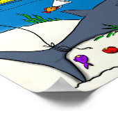 Sonnenschlafhai und Fischerei Cartoon Poster (Ecke)