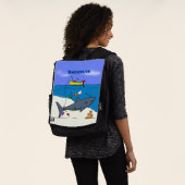Sonnenschlafhai und Fischerei Cartoon Rucksack (Ausgewaschen)