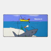 Sonnenschlafhai und Fischerei Cartoon Schreibtischunterlage (Vorderseite)