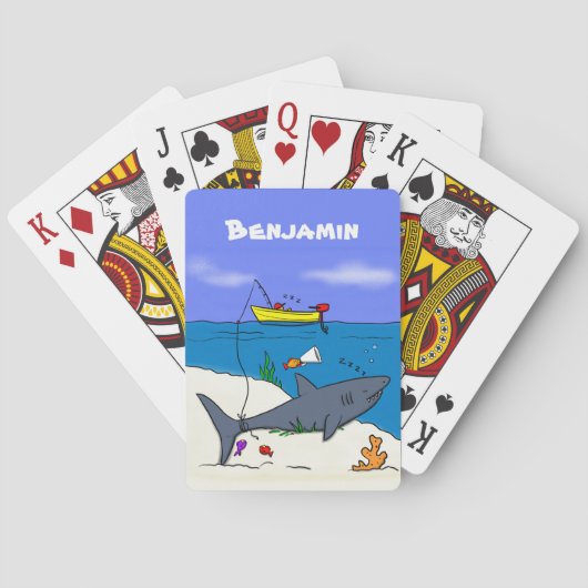 Sonnenschlafhai und Fischerei Cartoon Spielkarten (Rückseite)