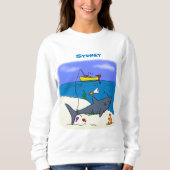 Sonnenschlafhai und Fischerei Cartoon Sweatshirt (Vorderseite)