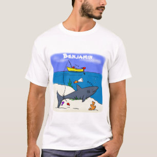 Sonnenschlafhai und Fischerei Cartoon T-Shirt