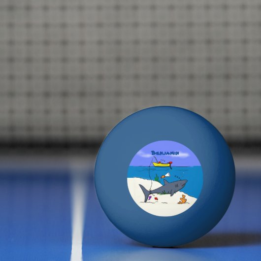 Sonnenschlafhai und Fischerei Cartoon Tischtennisball (Netto)