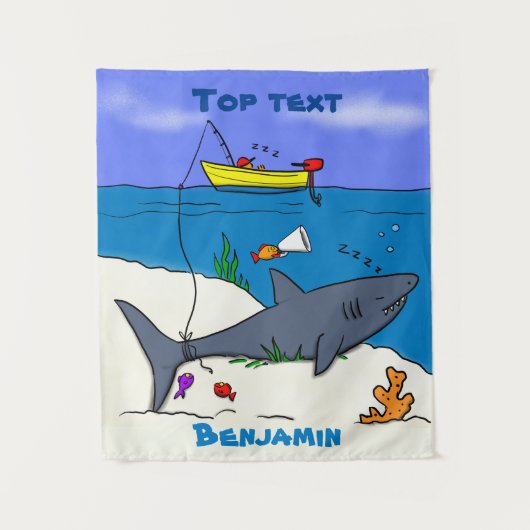 Sonnenschlafhai und Fischerei Cartoon Wandteppich (Vorderseite)
