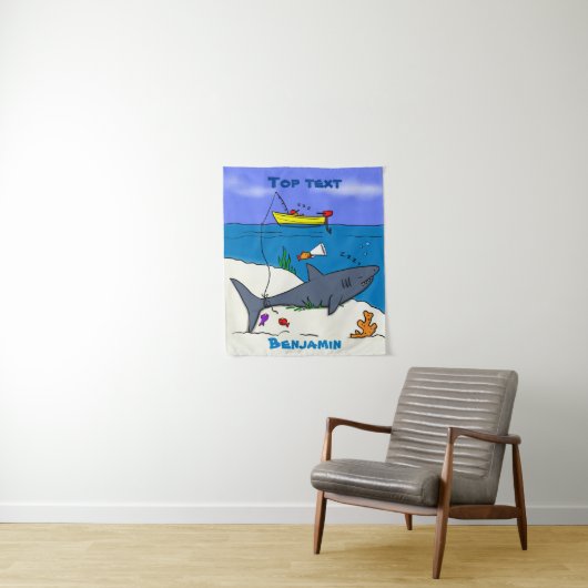 Sonnenschlafhai und Fischerei Cartoon Wandteppich (Beispiel)