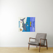 Sonnenschlafhai und Fischerei Cartoon Wandteppich (Beispiel (Horizontal))