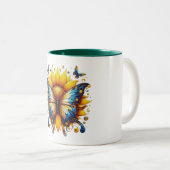 Sonnenschmetterling Zweifarbige Tasse (VorderseiteRechts)